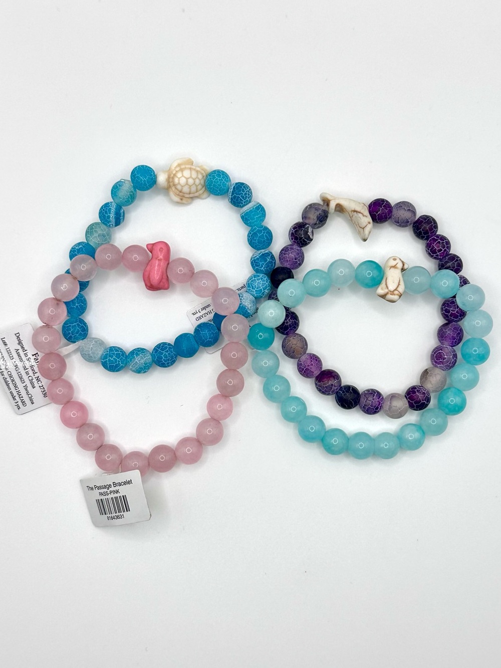 LOT of 4 Fahlo Women's Animal Charm Bracelets - Penguin Turtle Dolphin Set